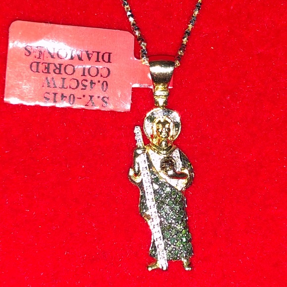 Real diamond custom made saint Jude pendant, best Christmas gift, free appraisal - Picture 3 of 10